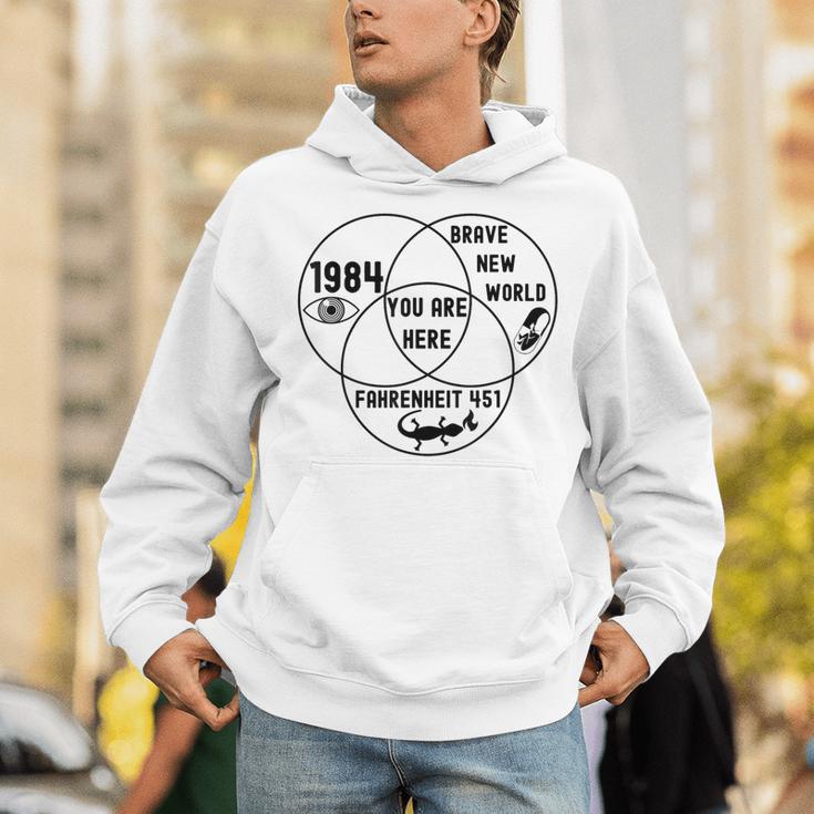 You Are Here Dystopian Venn Diagram English Teacher Bk Unisex Hoodie, English Teacher Hoodies, funny gift You Are Here Dystopian Venn Diagram English Teacher Bk Unisex Hoodie, English Teacher Hoodies, funny gift
