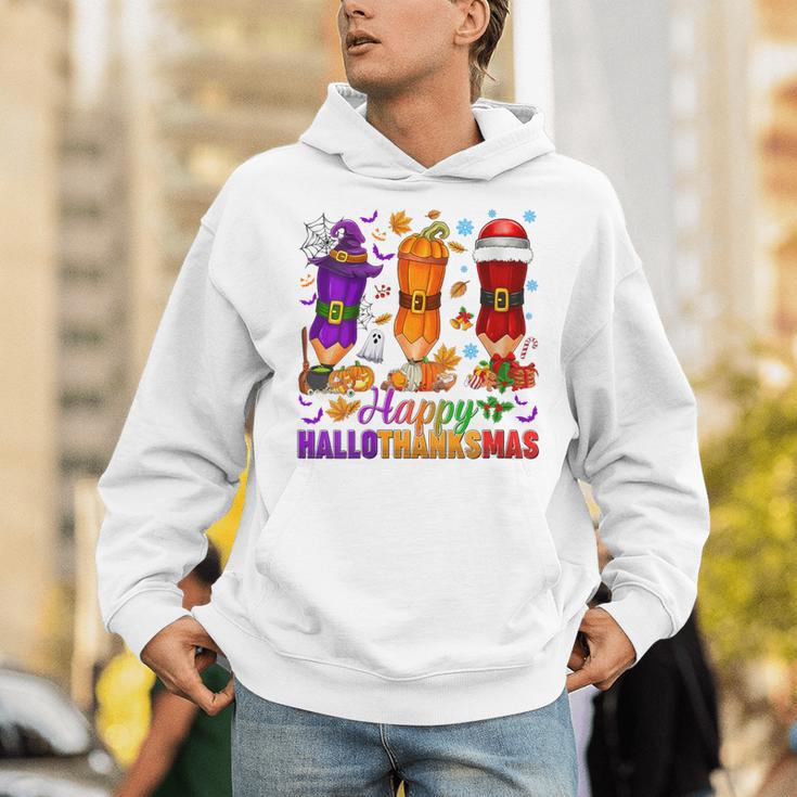 Happy Hallothanksmas Halloween Thanksgiving Pencils Teachers Unisex Hoodie, funny gift Happy Hallothanksmas Halloween Thanksgiving Pencils Teachers Unisex Hoodie, funny gift