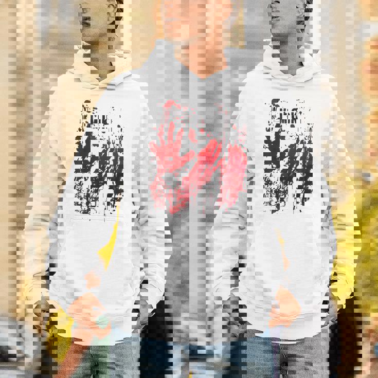 I'm Ok シャツ 血まみれ シャツ 手 血のはね 血 ステンド パーカー