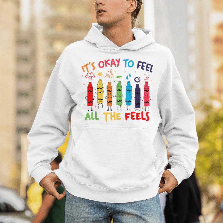 Its Okay To Feel All The Feels Mood Color Crayons Teacher Unisex Hoodie, funny gift Its Okay To Feel All The Feels Mood Color Crayons Teacher Unisex Hoodie, funny gift