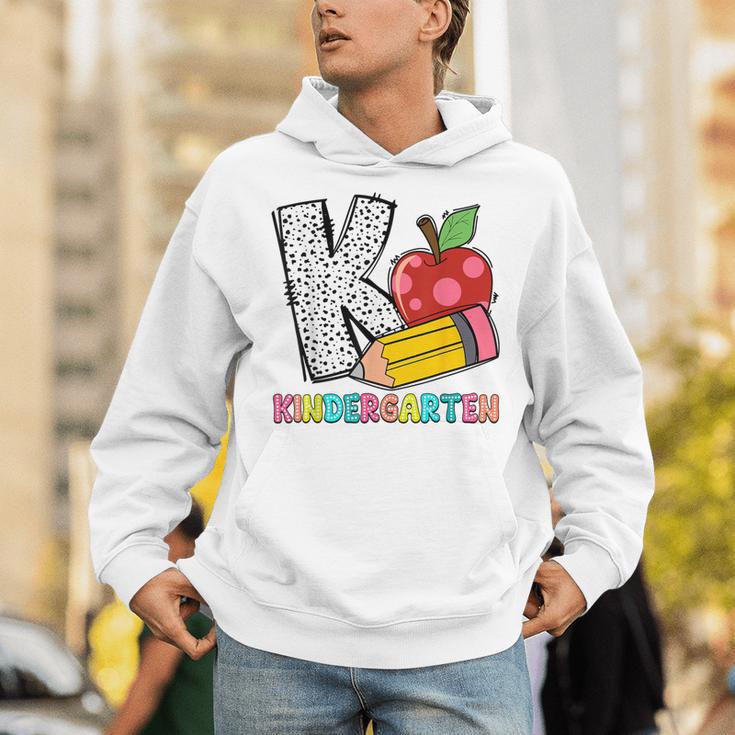 K Is For Kindergarten Teacher Pencil Apple Back To School Unisex Hoodie, funny gift K Is For Kindergarten Teacher Pencil Apple Back To School Unisex Hoodie, funny gift