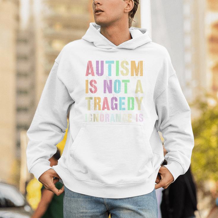 Kids AUTISM IS NOT A TRAGEDY IGNORANCE IS Proud Teacher Crew Unisex Hoodie, funny gift