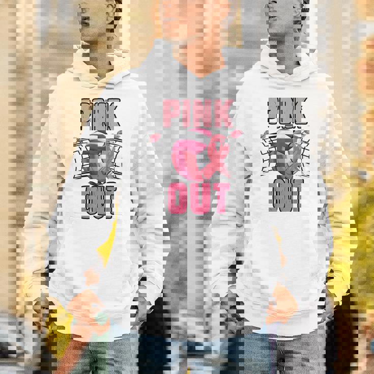 Pink Out Volleyball Breast Cancer Awareness Ribbon Volley Hoodie