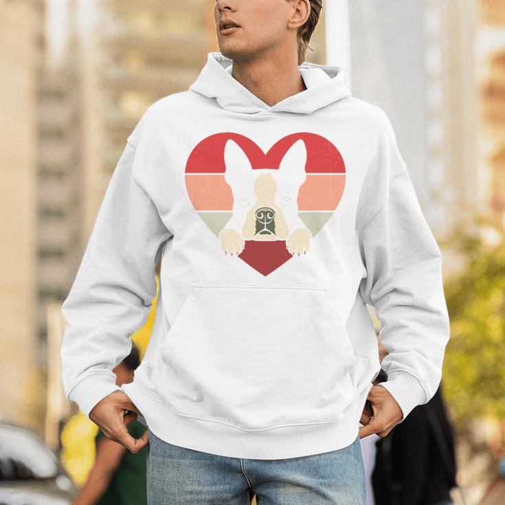 Retro Heart Boston Terrier Dog Vintage Valentine Unisex Hoodie, funny gift