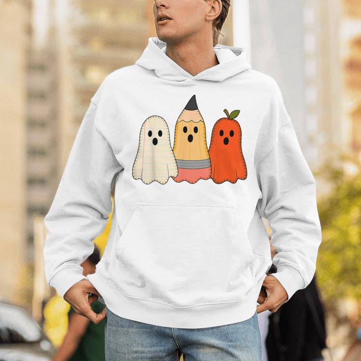 Retro Pencil Ghost Boo Spooky Teacher Halloween Costume Unisex Hoodie, funny gift