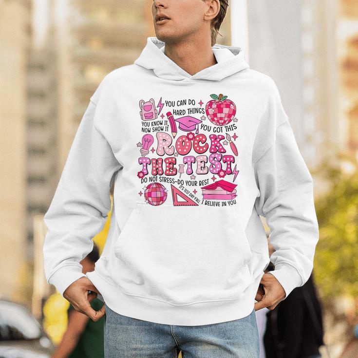 Rock The Test Testing Day Don't Stress Do Your Best Teacher For Men Women Girls Kids Unisex Hoodie, funny gift