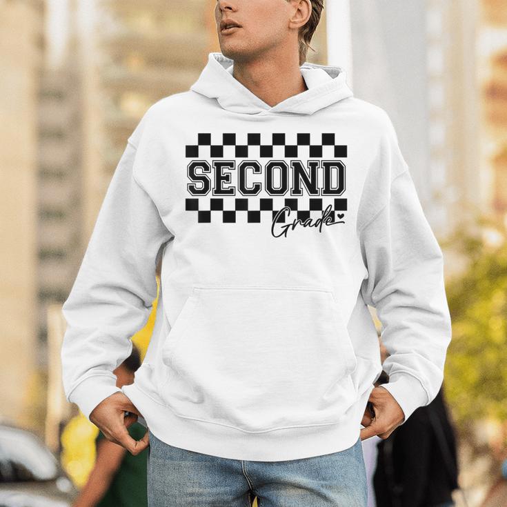Second Grade Checkered Teacher 1st Day Back To School Women Unisex Hoodie, funny gift