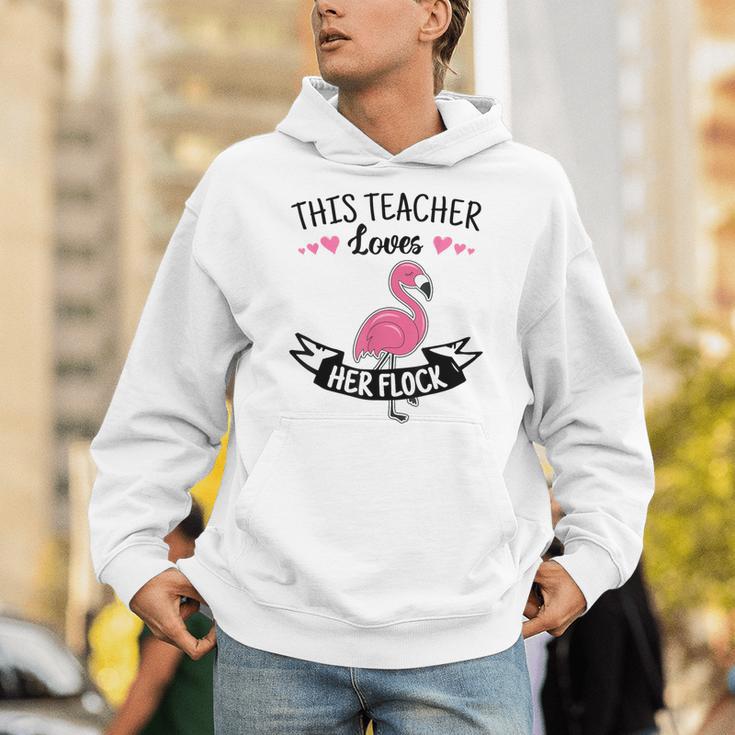 This Teacher Loves Her Flock Cute Flamingo Teacher Unisex Hoodie, funny gift