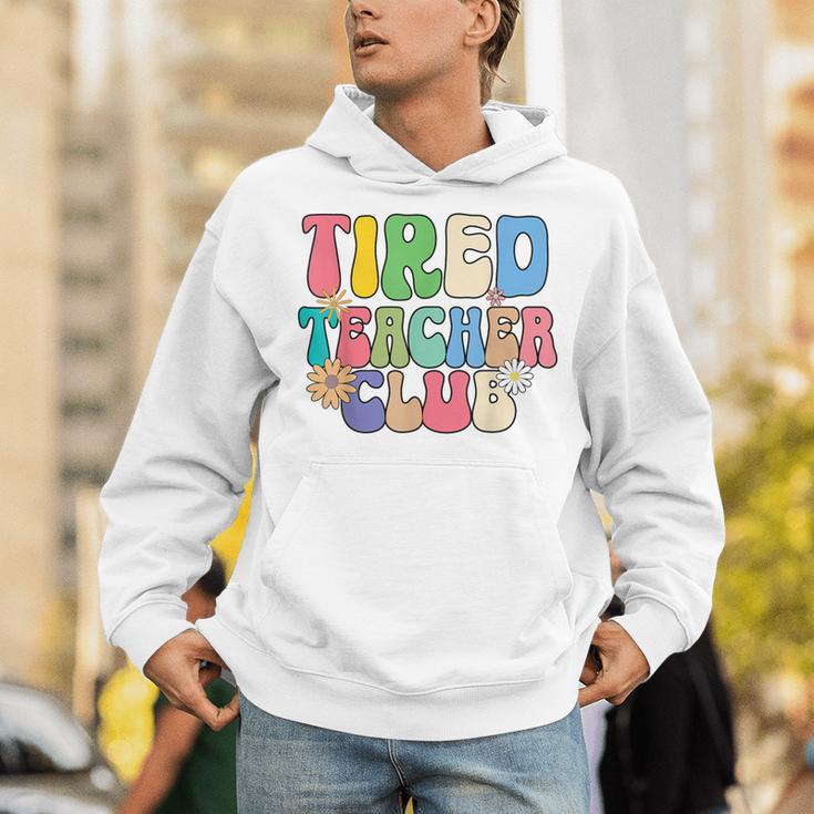 Tired Teachers Club Groovy Teachers Back To School Unisex Hoodie, funny gift