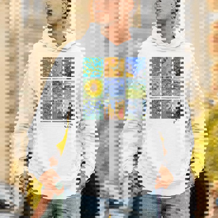 ひまわりと星月夜のゴッホ絵画コラージュ パーカー