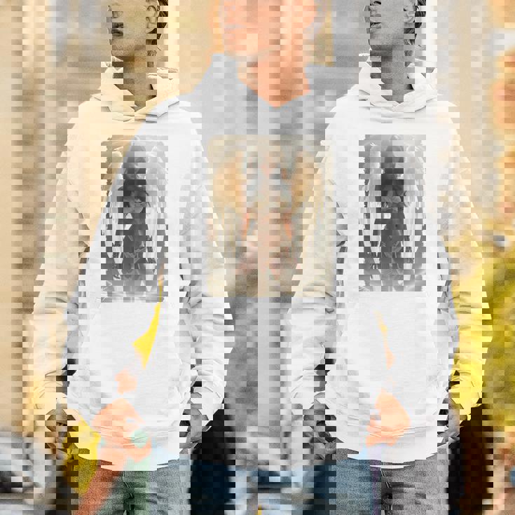 バックプリントtシャツ セクシーなブルネットエンジェルピンナップガール 長袖tシャツ パーカー