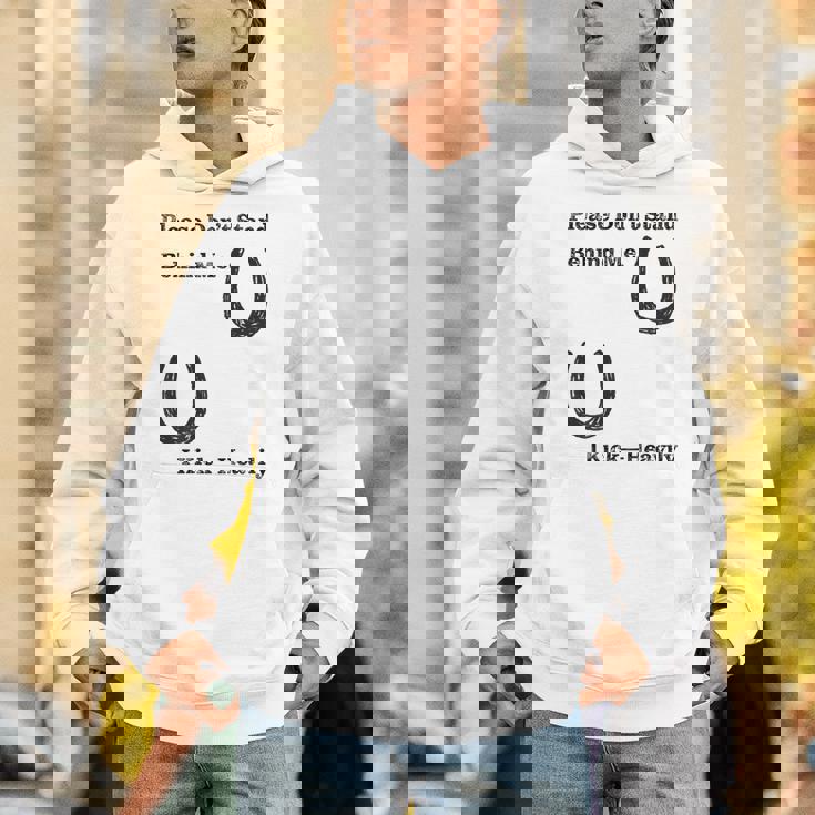 後蹴りに注意 蹄鉄 馬好き 馬術部 キッズ 大人 親子ペア バックプリント パーカー