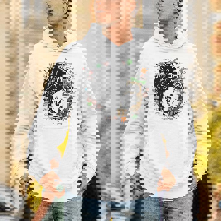 狸と狐 太極図 たぬき きつね パーカー