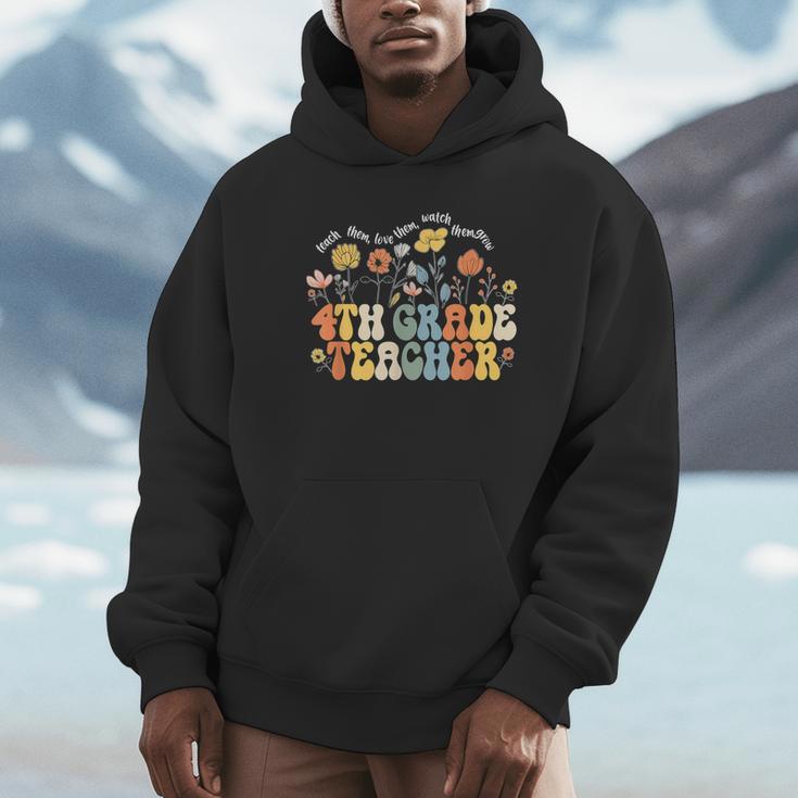 4th Fourth Grade Teacher Appreciation Teaching Wildflowers Unisex Hoodie, novelty gifts, funny gifts