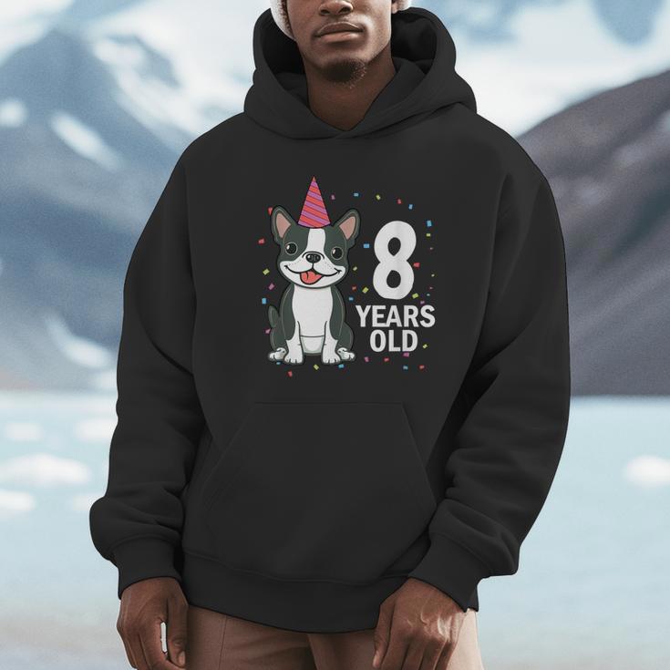 8 Years Old Birthday Boston Terrier Dog Lover 8th Party Kid Unisex Hoodie, novelty gifts, funny gifts