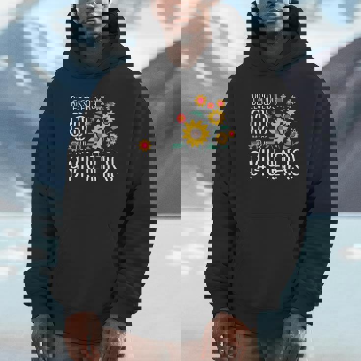 94歳の神に祝福され 可愛いひまわり 94歳の誕生日 長袖tシャツ パーカー