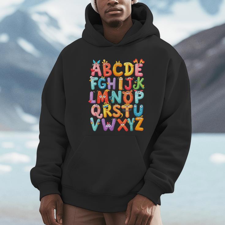 Alphabet A-Z ABC Kids Back To School Pre K Teachers Unisex Hoodie, novelty gifts, funny gifts