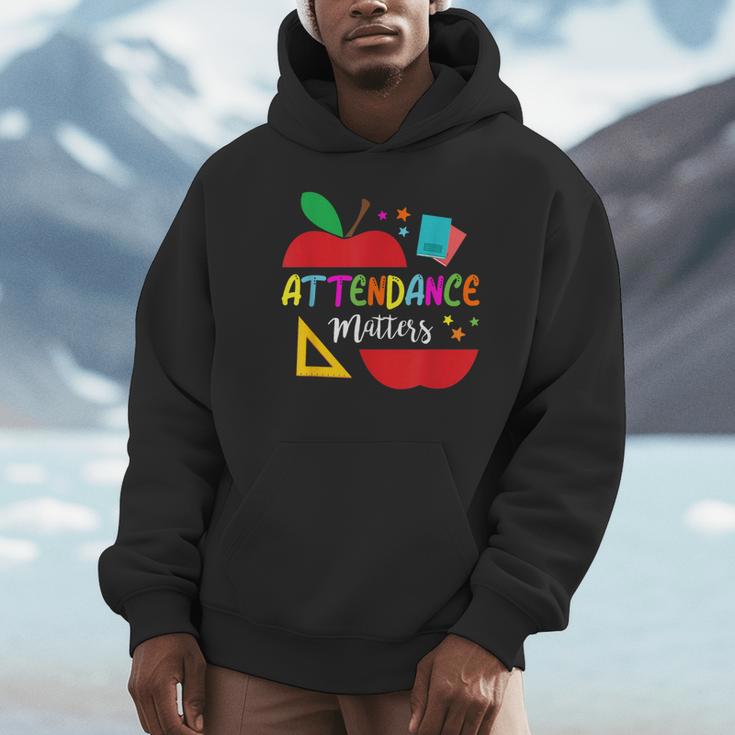 Attendance Matters Teacher Apple For Back To School Unisex Hoodie, novelty gifts, funny gifts Attendance Matters Teacher Apple For Back To School Unisex Hoodie, novelty gifts, funny gifts