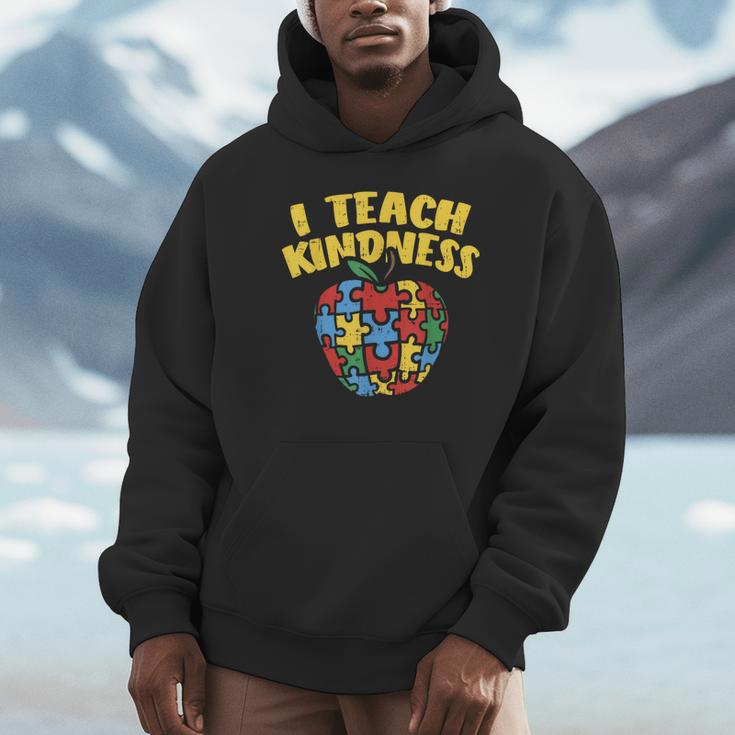 Autism Teacher Shirt I Teach Kindness Apple Puzzle Awareness Unisex Hoodie, novelty gifts, funny gifts