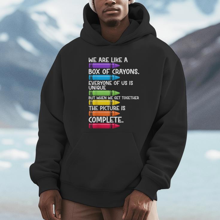 Back To School Teacher We Are Like A Box Of Crayons Unisex Hoodie, novelty gifts, funny gifts Back To School Teacher We Are Like A Box Of Crayons Unisex Hoodie, novelty gifts, funny gifts