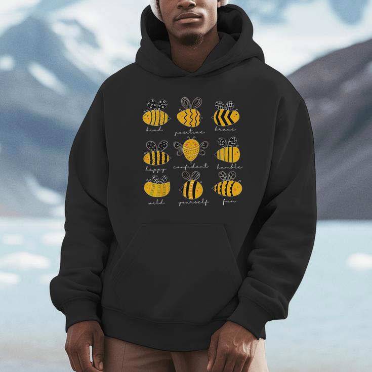 Bee Kind Positive Brave Happy Confident Humble Teacher Unisex Hoodie, novelty gifts, funny gifts Bee Kind Positive Brave Happy Confident Humble Teacher Unisex Hoodie, novelty gifts, funny gifts