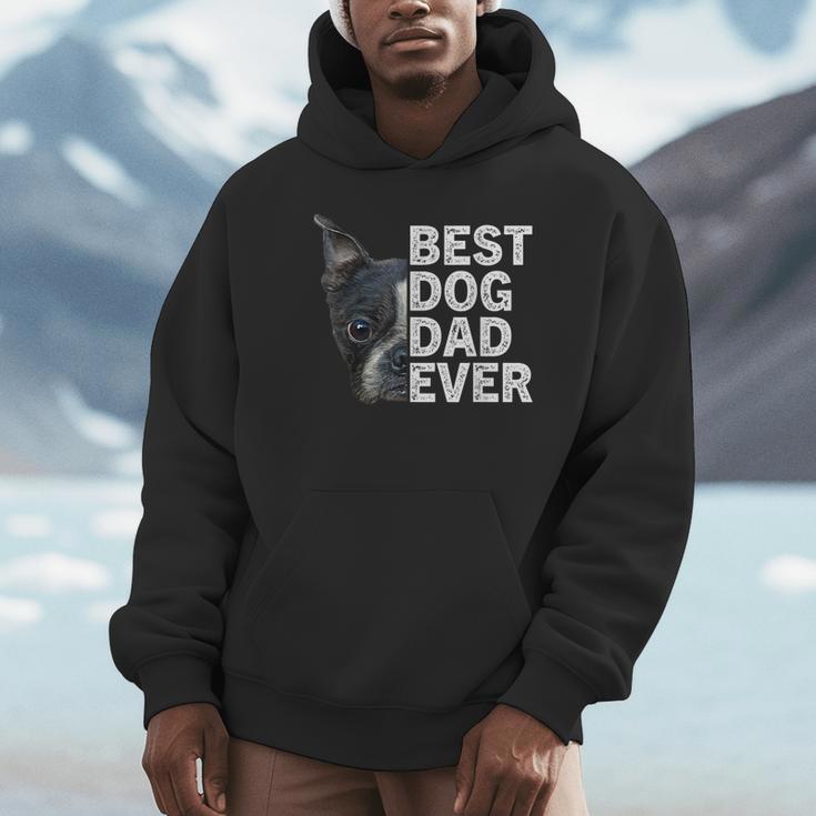 Best Dog Dad Ever Boston Terrier Dog Lover For Dad Men Women Girls Kids Unisex Hoodie, novelty gifts, funny gifts