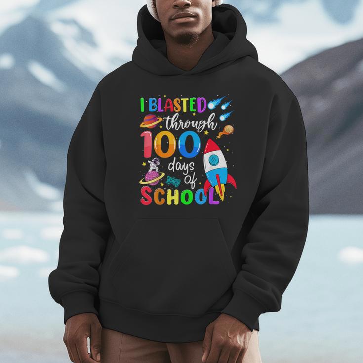 I Blasted Through 100 Days Of School 100th Day Teacher Kids Unisex Hoodie, novelty gifts, funny gifts