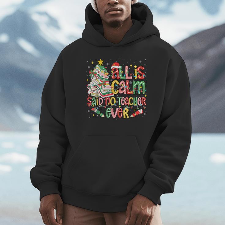 Book Tree All Is Calm Said No Teacher Ever Christmas Unisex Hoodie, novelty gifts, funny gifts Book Tree All Is Calm Said No Teacher Ever Christmas Unisex Hoodie, novelty gifts, funny gifts