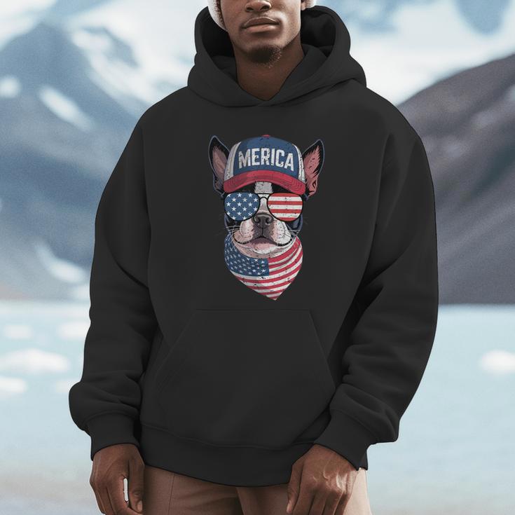 Boston Terrier 4th Of July US Merica Bostie Dog Patriotic For Men Women Kids Unisex Hoodie, novelty gifts, funny gifts