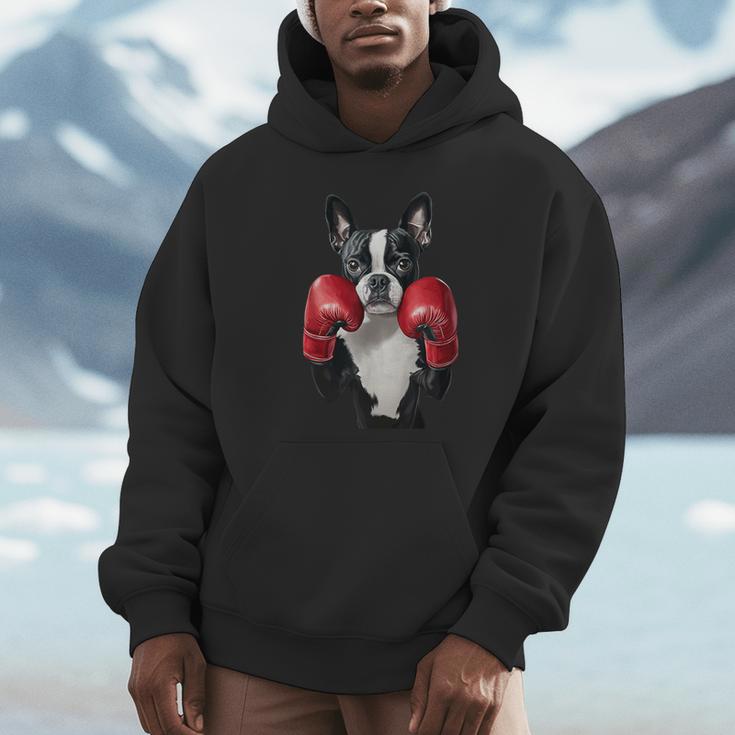 Boston Terrier Boxing Unisex Hoodie, novelty gifts, funny gifts