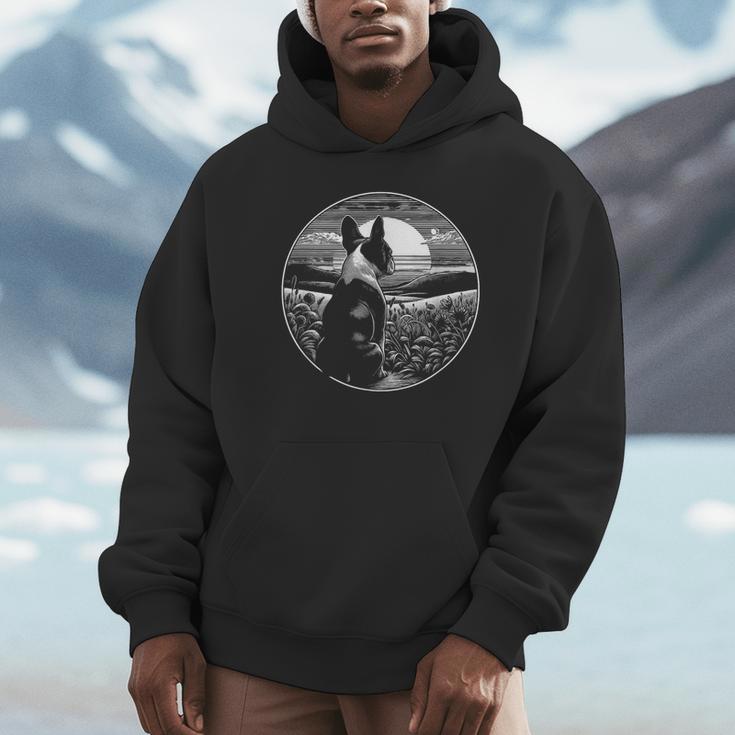 Boston Terrier Dog Nature Scene Graphic Art Men Women Girls Kids Unisex Hoodie, novelty gifts, funny gifts