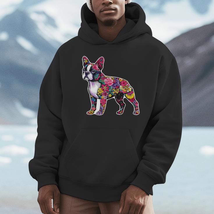Boston Terrier Floral Dog Lover Vintage Distressed For Men Women Kids Unisex Hoodie, novelty gifts, funny gifts