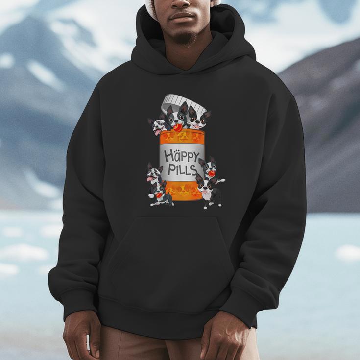 Boston Terrier Happy Pills T-Shirt Unisex Hoodie, novelty gifts, funny gifts