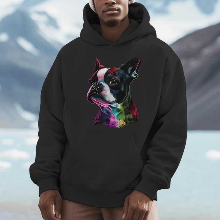 Boston Terrier Lovers Colorful Pop Art Boston Terrier Unisex Hoodie, novelty gifts, funny gifts