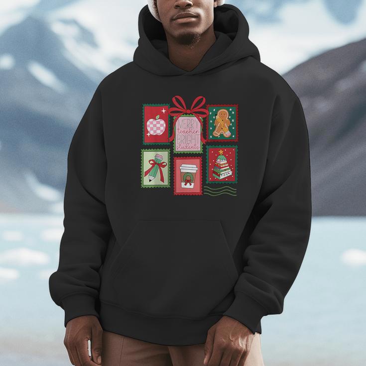 Christmas Teacher Stamps Unisex Hoodie, novelty gifts, funny gifts