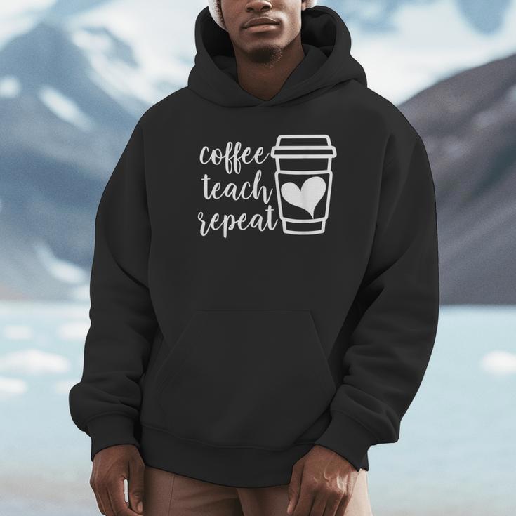 Coffee Teach Repeat Women's Misses Plus Size Teacher Unisex Hoodie, novelty gifts, funny gifts
