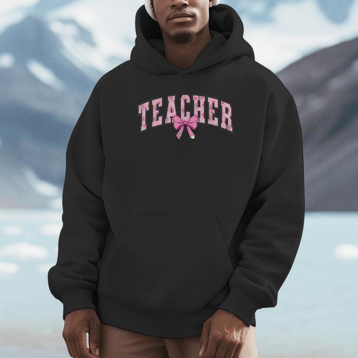 Coquette Bow Back To School First Day Teacher Unisex Hoodie, novelty gifts, funny gifts Coquette Bow Back To School First Day Teacher Unisex Hoodie, novelty gifts, funny gifts