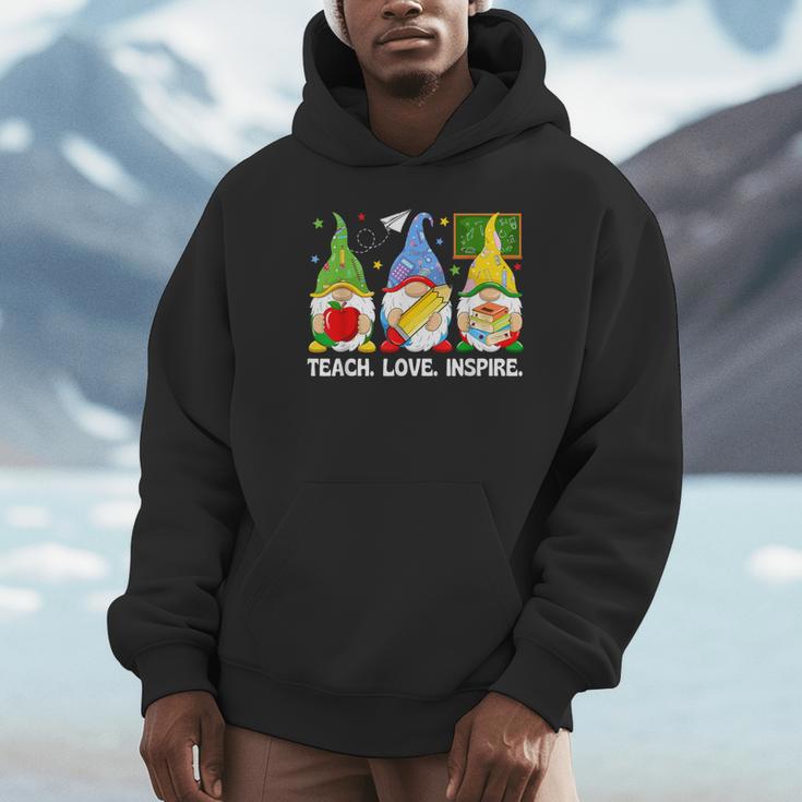 Cute Gnomes Teach Love And Inspire Back To School Teacher Unisex Hoodie, novelty gifts, funny gifts Cute Gnomes Teach Love And Inspire Back To School Teacher Unisex Hoodie, novelty gifts, funny gifts
