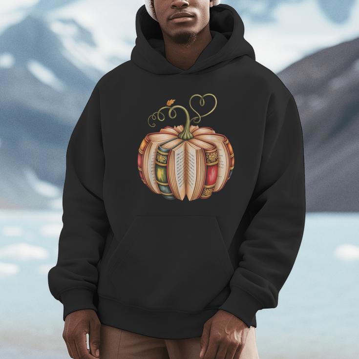 Fall Book Pumpkin Fall Librarians Bookworm Teachers Students Unisex Hoodie, novelty gifts, funny gifts