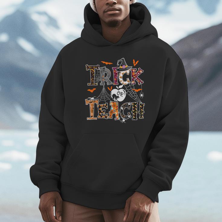 Fall Holiday Themed Thanksgiving Halloween Teacher Trick Or Unisex Hoodie, novelty gifts, funny gifts
