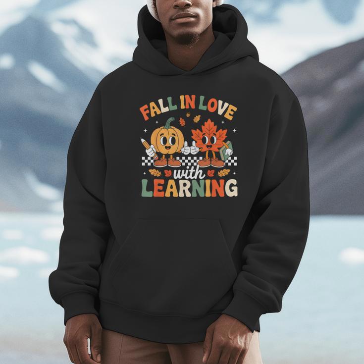 Fall In Love With Learning Shirt Autumn Thanksgiving Teacher Unisex Hoodie, novelty gifts, funny gifts