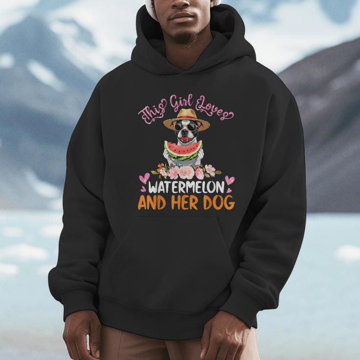 This Girl Loves Watermelon And Her Boston Terrier Dog Mother Unisex Hoodie, novelty gifts, funny gifts