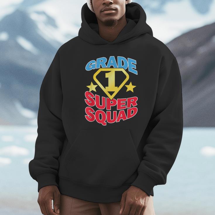Grade 1 Super Squad Superhero Teacher Team Unisex Hoodie, novelty gifts, funny gifts