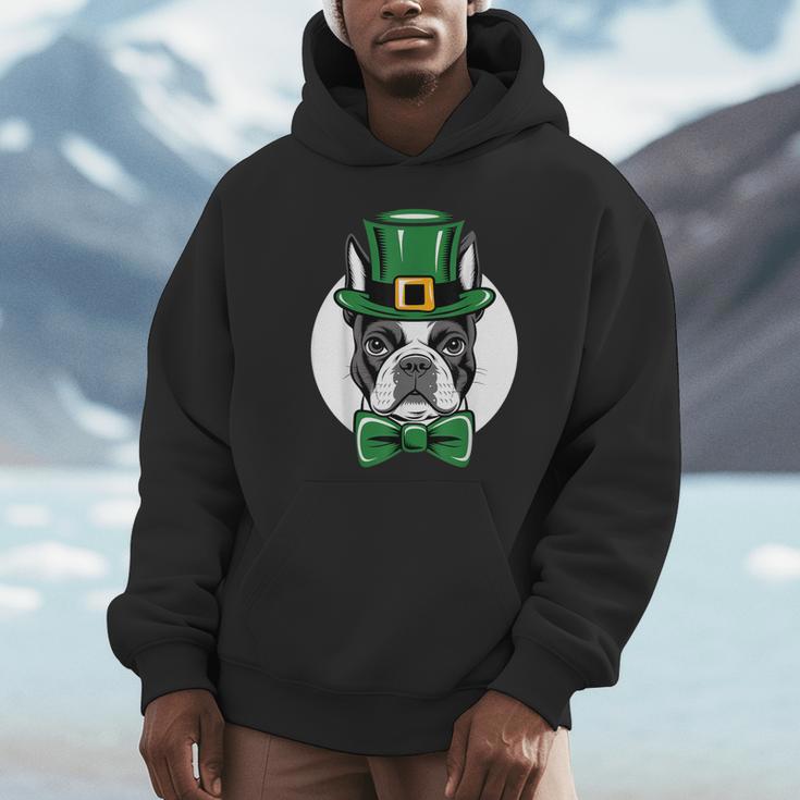 Green Boston Terrier Shamrock St Patricks Day Boston Terrier Unisex Hoodie, novelty gifts, funny gifts