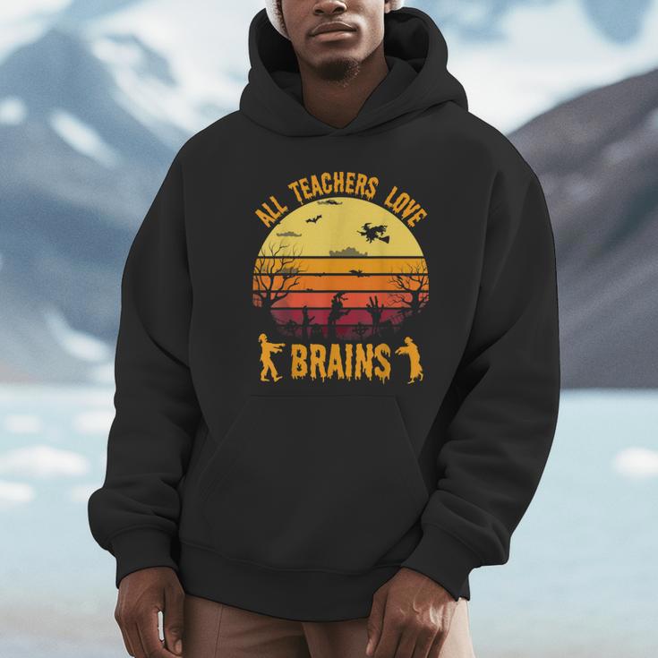 Halloween Costume Teacher Love Brains Zombie Unisex Hoodie, novelty gifts, funny gifts