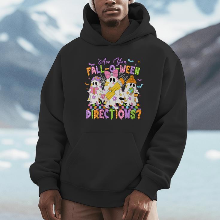 Halloween Floral Ghost Teacher Are You Falloween Directions Unisex Hoodie, novelty gifts, funny gifts