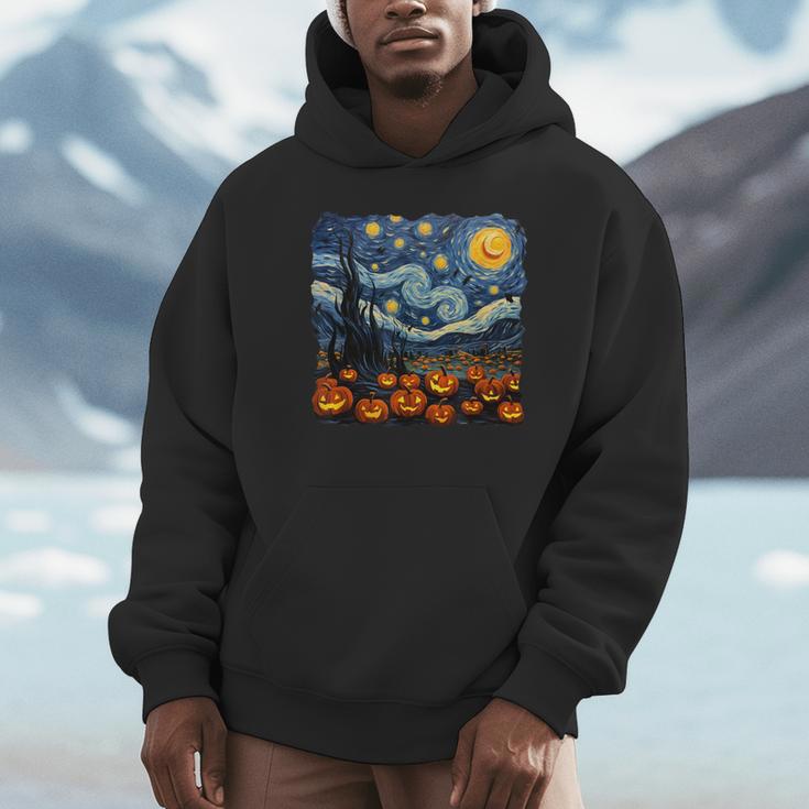 Halloween Pumpkin Starry Night Van Gogh Art Teacher Unisex Hoodie, novelty gifts, funny gifts Halloween Pumpkin Starry Night Van Gogh Art Teacher Unisex Hoodie, novelty gifts, funny gifts