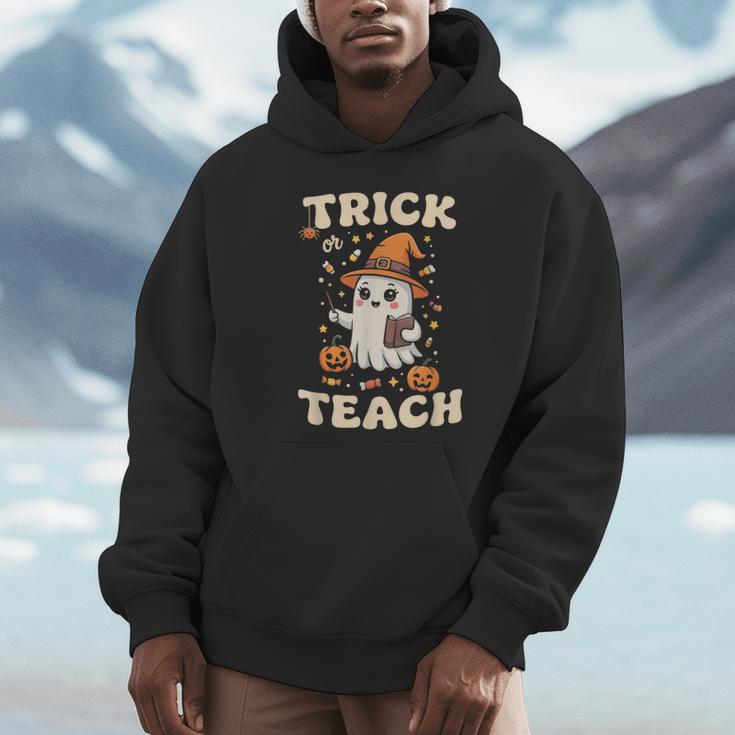 Halloween Teacher Shirts Women School Trick Or Teach Groovy Unisex Hoodie, novelty gifts, funny gifts