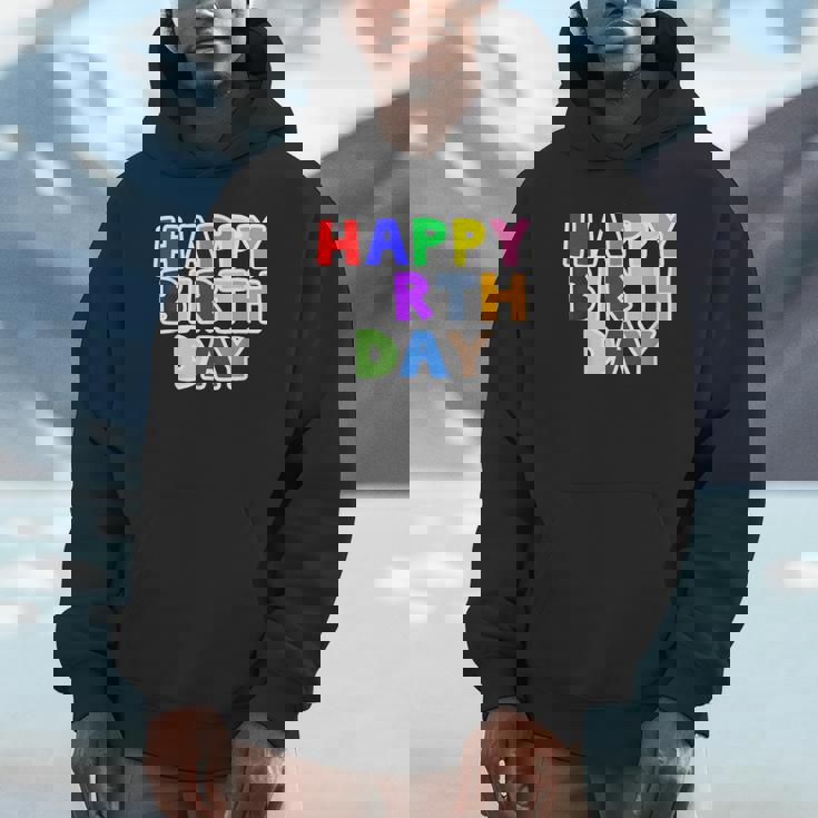 Happy Birthday（ハッピーバースデー）カラフルポップ【お誕生日 プリント】サプライズ 文字 イベントデザイン パーカー