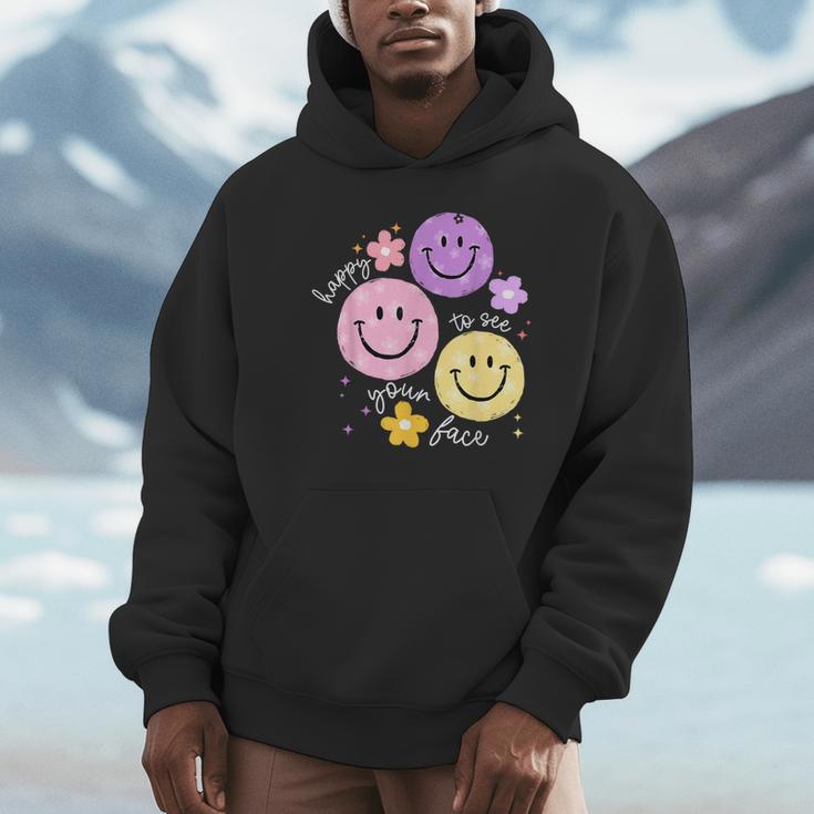 Happy To See Your Face Teacher Flower Back To School Unisex Hoodie, novelty gifts, funny gifts